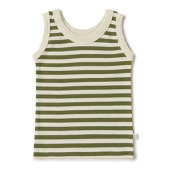 Olive Stripe Organic Singlet