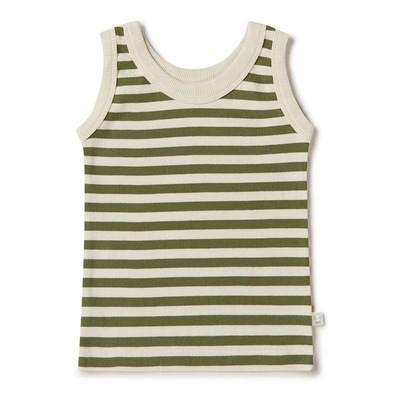 Olive Stripe Organic Singlet