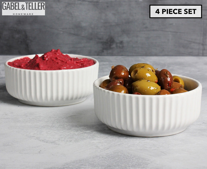 Matte White 4pc Ceramic Dip Bowls