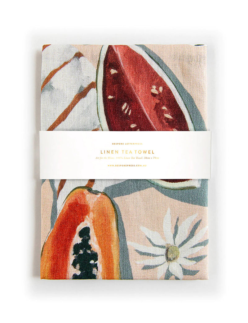 Summer Picnic 100% Linen Tea Towel
