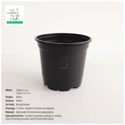 100mm Teku Round BLACK Plastic Pots