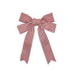 Ribbon Bow Linen Stripe Wire Edge Red White (26Wx32Lcm)