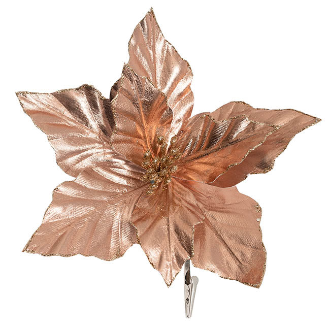 Metallic Poinsettia Clip Champagne (25cmDx6cmH)