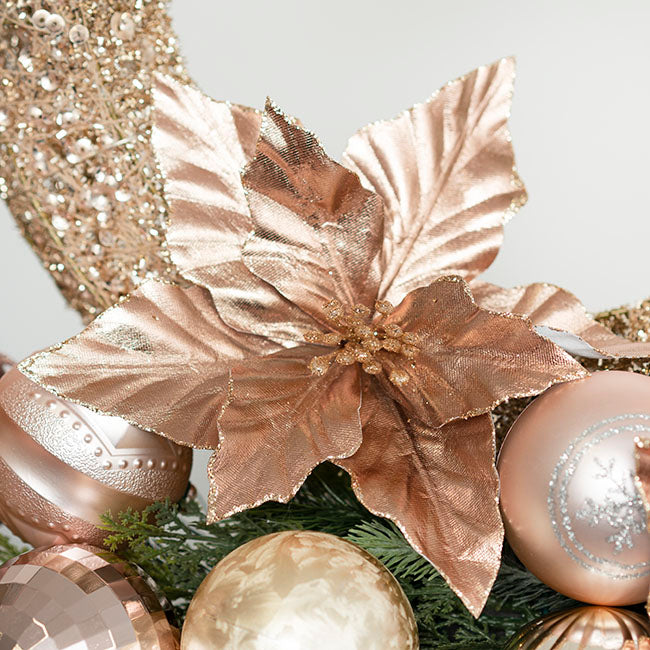 Metallic Poinsettia Clip Champagne (25cmDx6cmH)