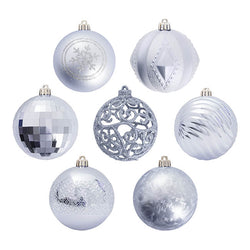 Christmas Assorted Hanging Baubles Pack - Ice Blue mix 8cm