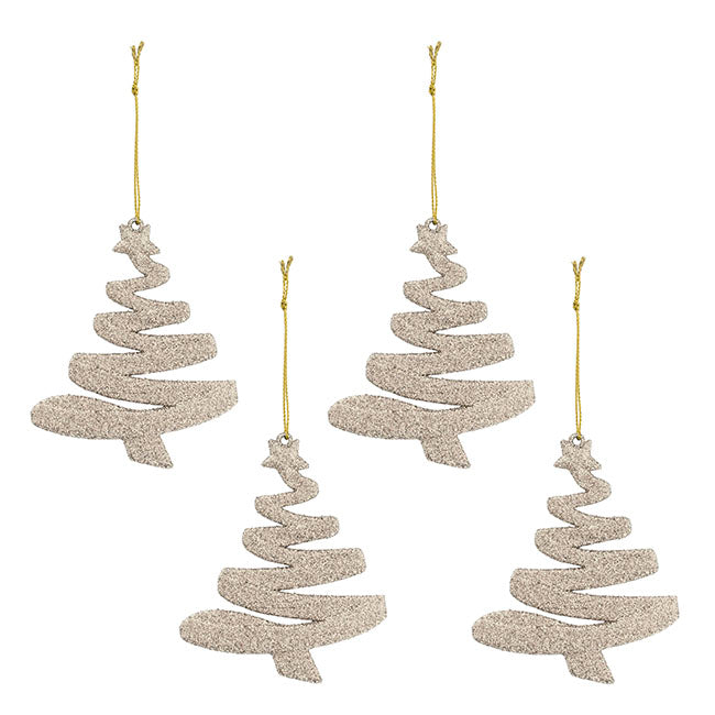 Hanging Glitter Tree Champagne (10cmH)