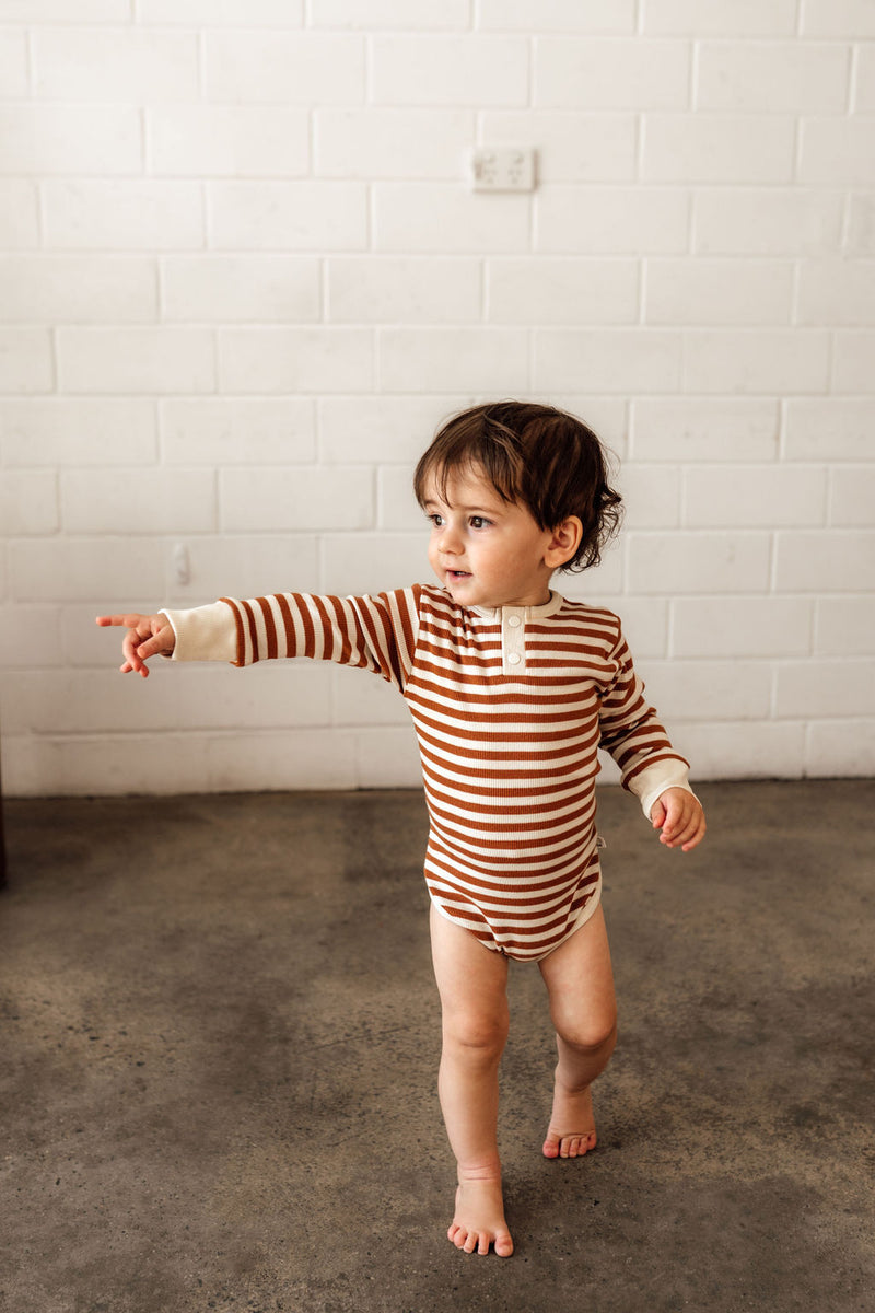 Biscuit Stripe Long Sleeve Bodysuit