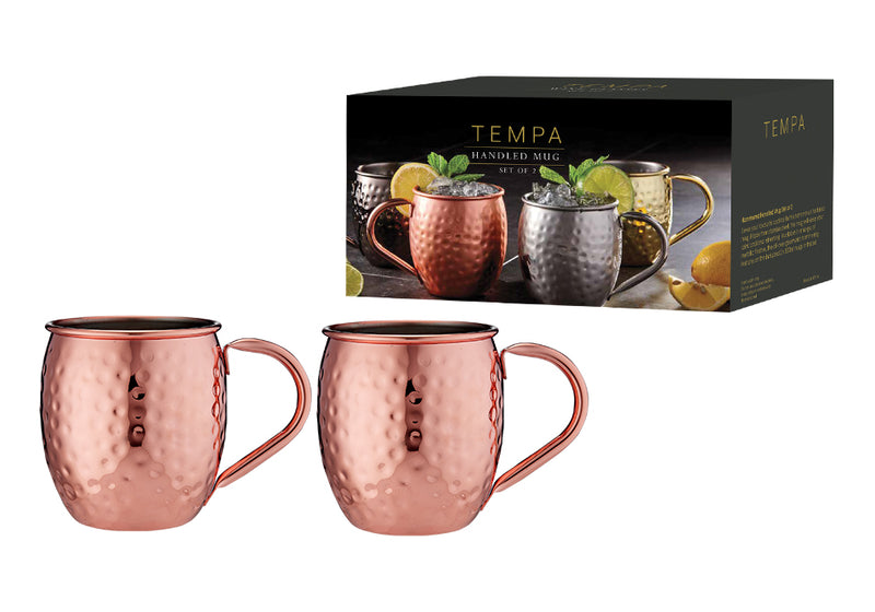 Hammered Copper Handled 2pk Mug