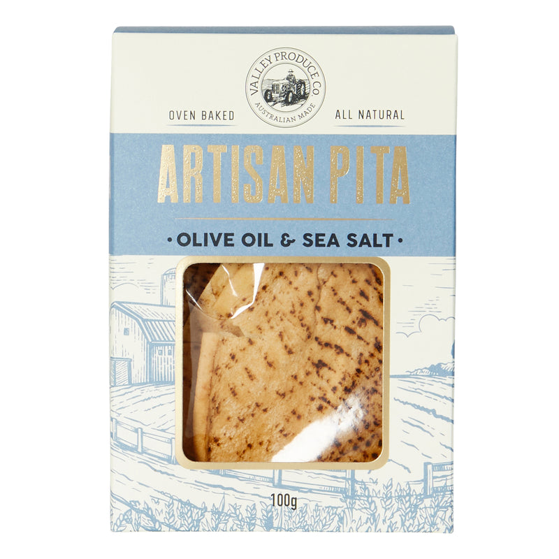 Valley Produce Company Artisan Pita Box - Olive Oil  & Sea Salt 100g