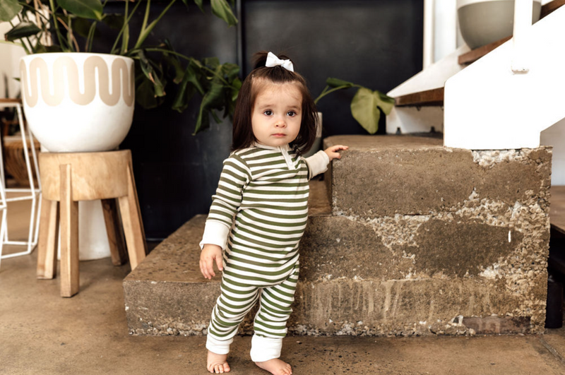 Olive Stripe Growsuit