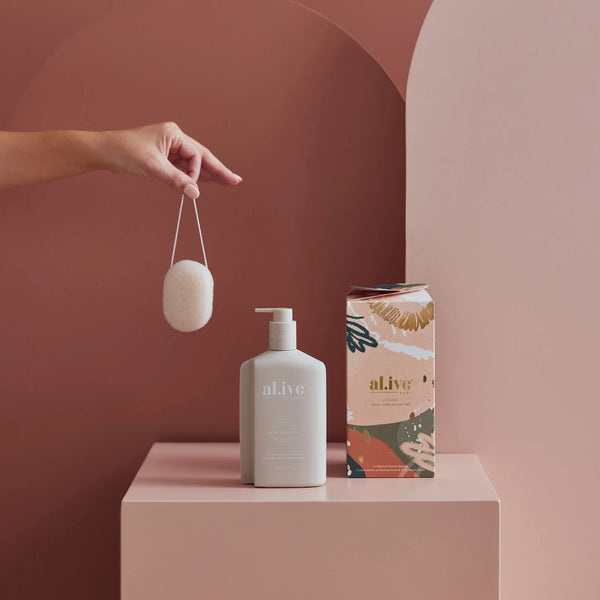 Al.ive Gift Set - Hand & Body Wash & Konjac sponge