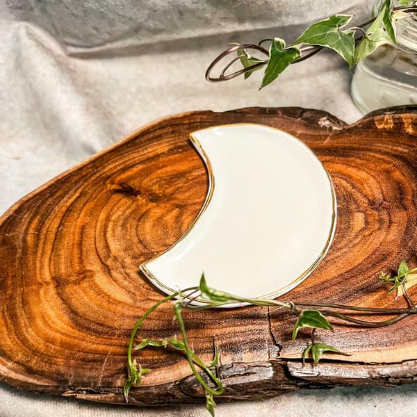 Moon - Porcelain jewellery dish - White
